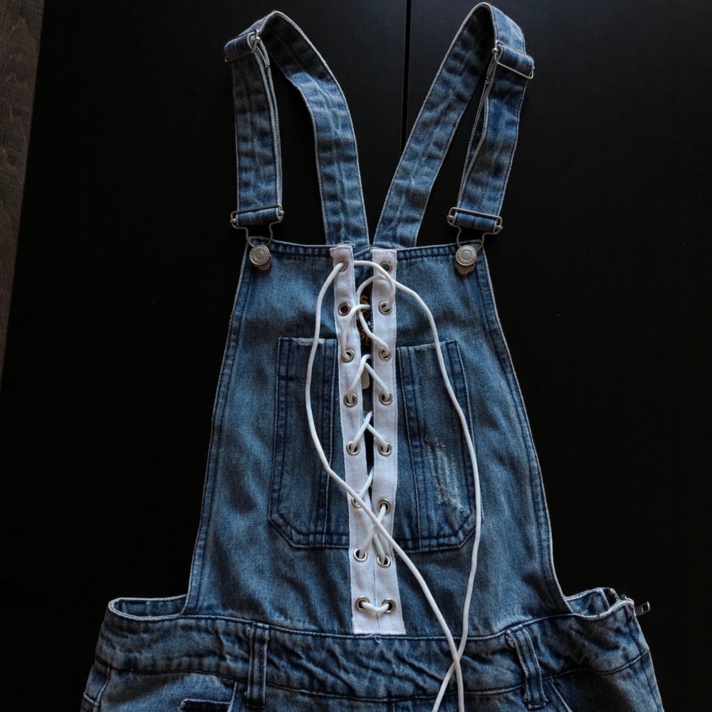 Ripped Jean Overalls